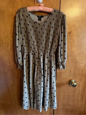 Robert Louis Taupe with Black Polka Dot Midi Dress